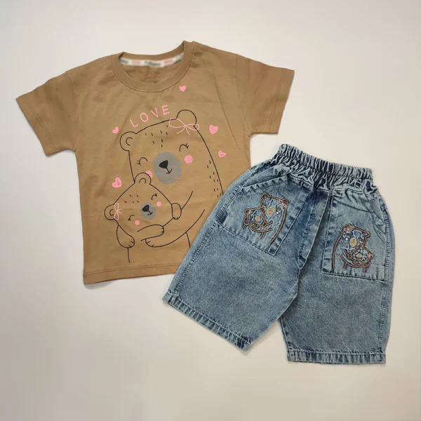 تیشرت شلوارک جین دخترانه Happy Bear - Image 9