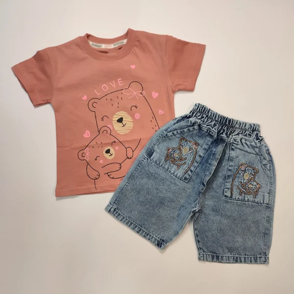 تیشرت شلوارک جین دخترانه Happy Bear - Image 8