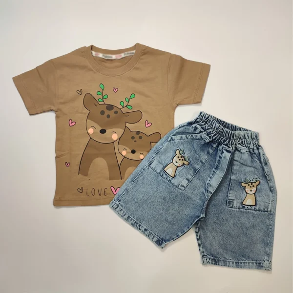 تیشرت شلوارک جین دخترانه Happy deer - Image 11