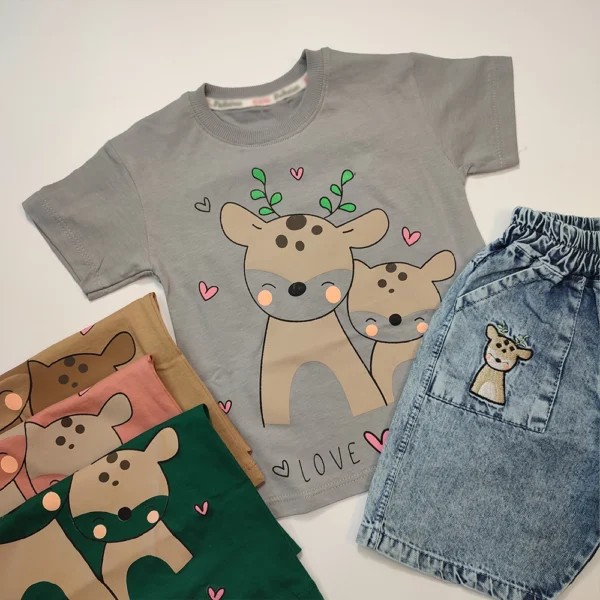 تیشرت شلوارک جین دخترانه Happy deer - Image 10