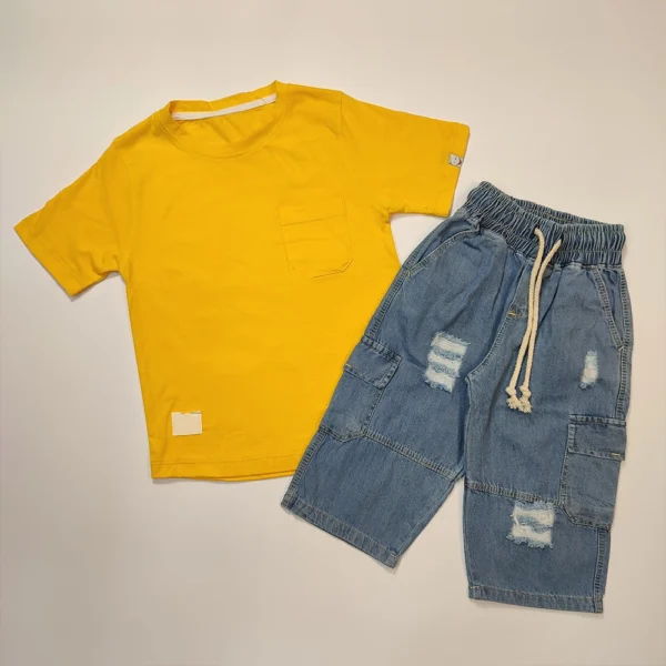 تیشرت شلوارک جین دخترنه و پسرانه Color line - Image 11