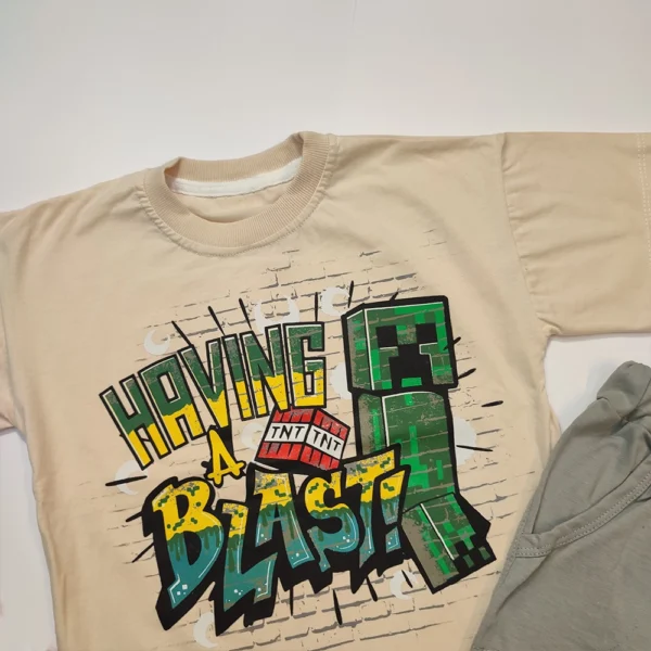 تیشرت شلوارک دخترانه پسرانه Minecraft having - Image 6