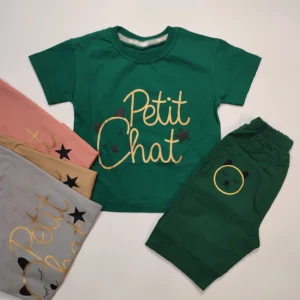 تیشرت شلوارک لینن دخترانه Petit - 40, کالباسی