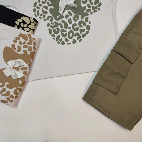 تیشرت شلوارک کتان دخترانه Mickey Bow - Image 5