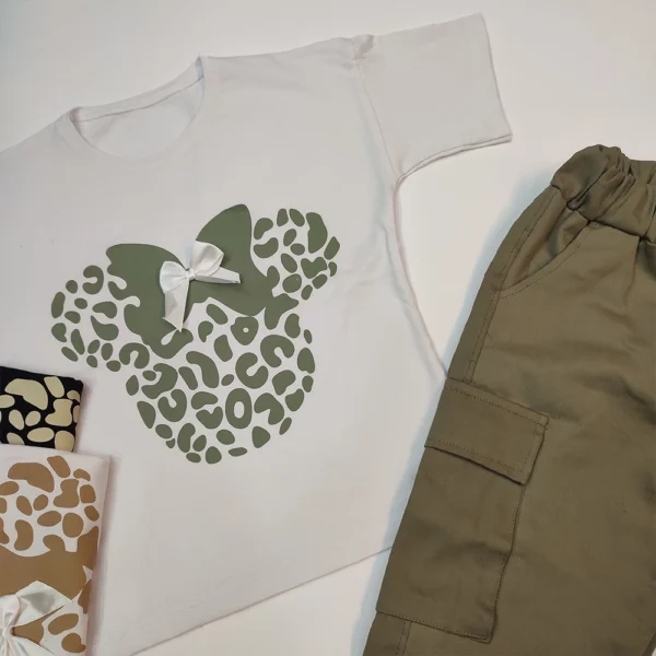 تیشرت شلوارک کتان دخترانه Mickey Bow - Image 3