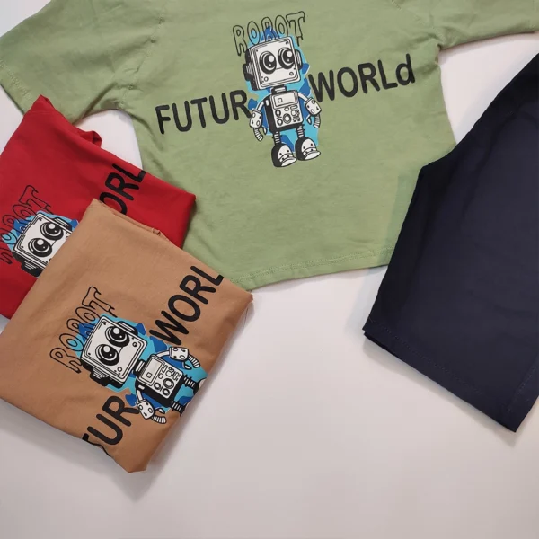 تیشرت شلوارک کتان دخترانه پسرانه FUTUR - Image 7