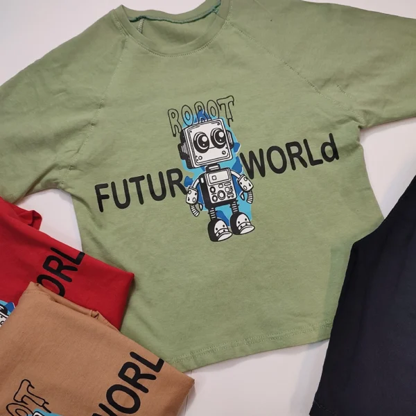 تیشرت شلوارک کتان دخترانه پسرانه FUTUR - Image 5