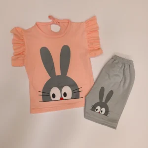 تیشرت شلوارک دخترانه نقلی Pink rabbit