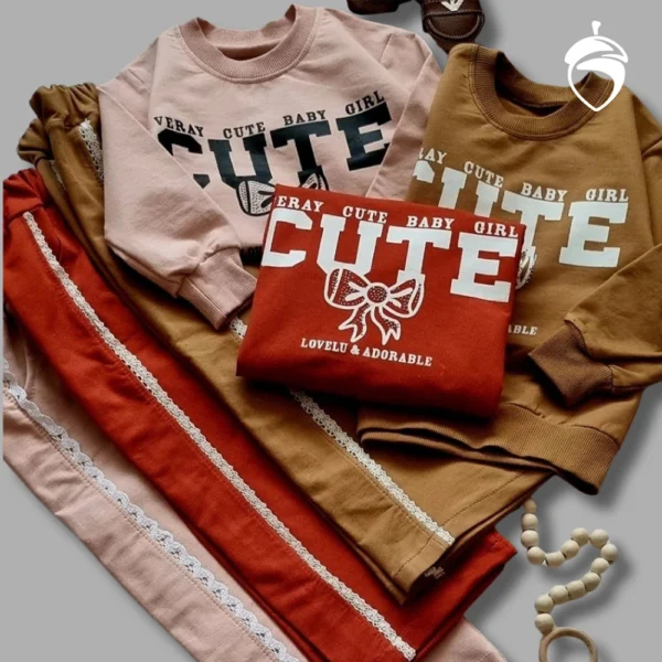 بلوز شلوار دخترانه طرح CUTE - Image 1